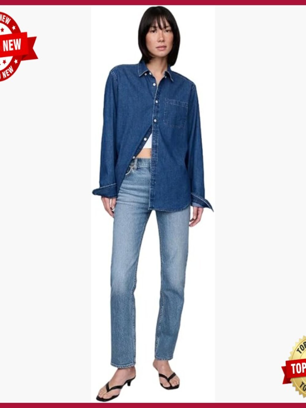 High Rise Straight Leg Denim Jeans, 90s Fit, Machine Washable